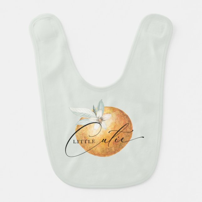 Little Cutie Watercolor Orange Baby Bib (Front)