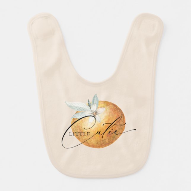 Little Cutie Watercolor Orange Baby Bib (Front)