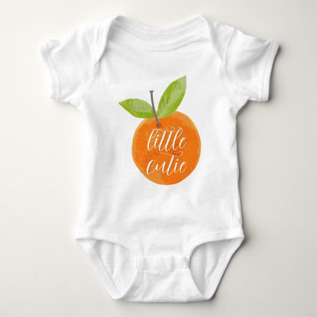 Little Cutie Watercolor Orange Clementine Baby Bodysuit (Front)