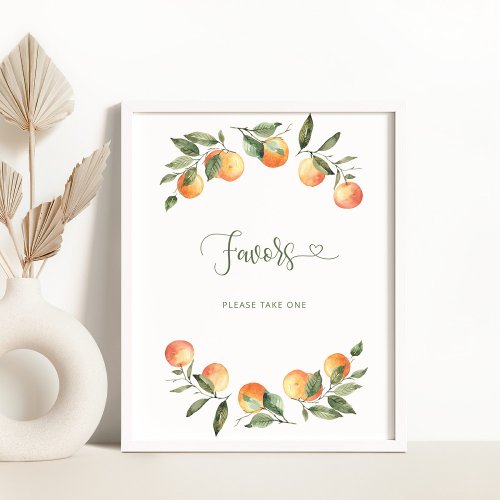 Little cutie watercolor oranges Favors sign