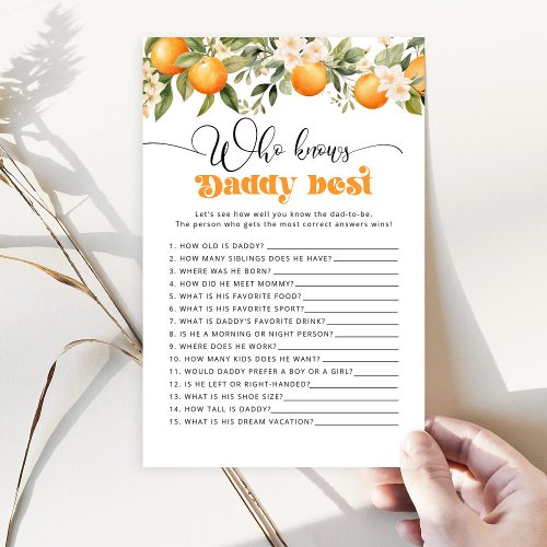 Little cutie Who knows daddy best baby shower game