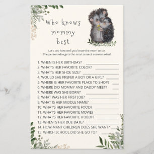 Little Cutie Who knows mommy best baby shower game