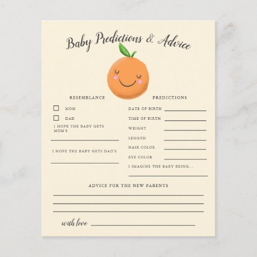 Little Cutie Yellow Baby Predictions  Advice Card