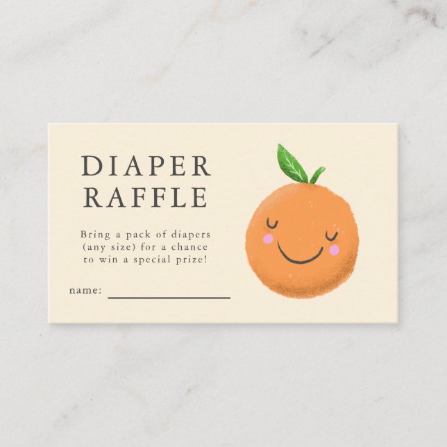Little Cutie Yellow Baby Shower Diaper Raffle Enclosure Card (Front)