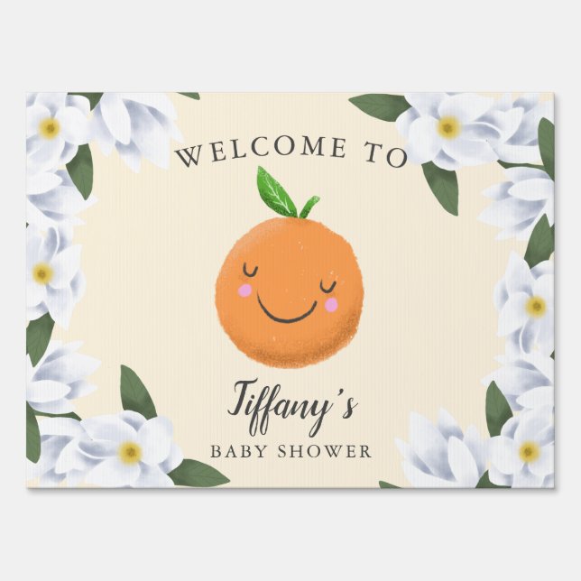Little Cutie Yellow Floral Baby Shower Sign (Front)