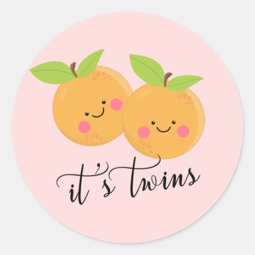 Little Cuties It Twins Favor Classic Round Sticker