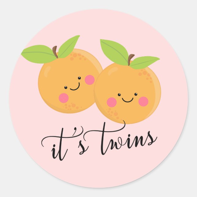 Little Cuties It' Twins Favor Classic Round Sticker (Front)