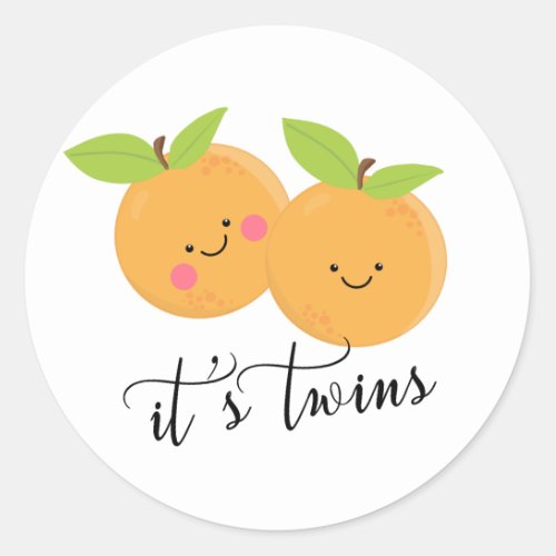 Little Cuties Its Twins Favor Classic Round Sticker