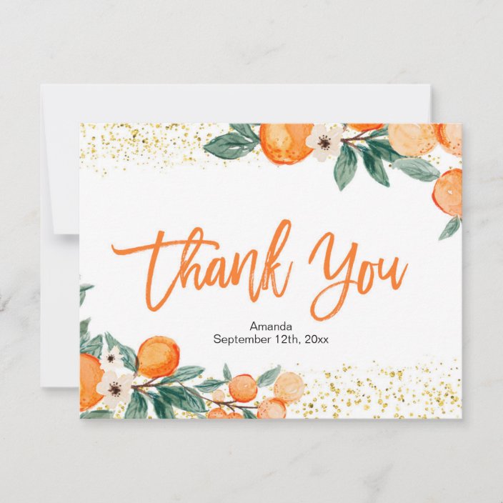 Little Cuties Orange Thank you card | Zazzle.com