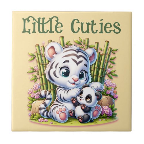 Little Cuties Panda  Tiger  Ceramic Tile