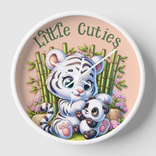 Little Cuties Panda  Tiger  Clock
