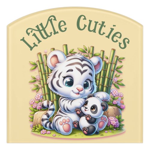 Little Cuties Panda  Tiger  Door Sign
