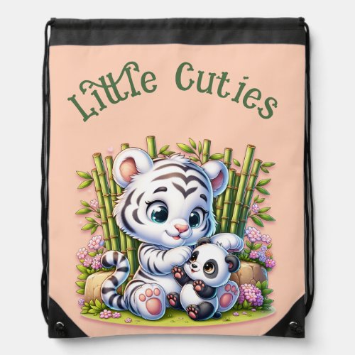 Little Cuties Panda  Tiger  Drawstring Bag