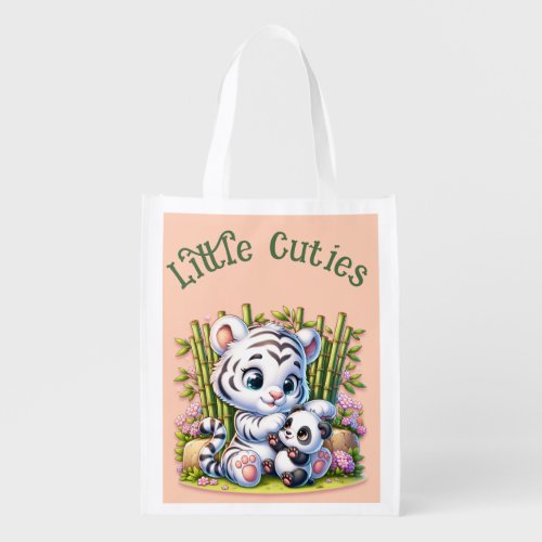 Little Cuties Panda  Tiger  Grocery Bag