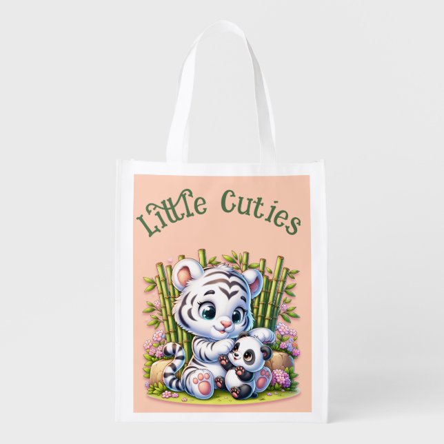 Little Cuties Panda & Tiger | Grocery Bag (Front)