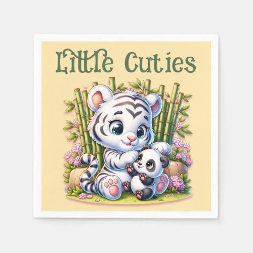 Little Cuties Panda  Tiger  Napkins