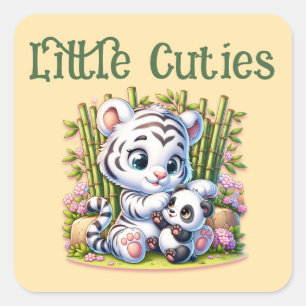 Little Cuties Panda & Tiger   Square Sticker