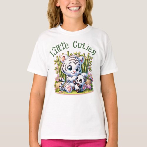 Little Cuties Panda  Tiger  T_Shirt