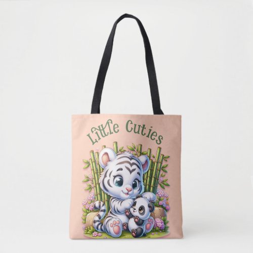Little Cuties Panda  Tiger  Tote Bag