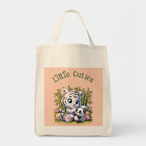 Little Cuties Panda  Tiger  Tote Bag