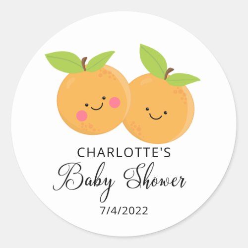Little Cuties Twins Baby Shower Classic Round Stic Classic Round Sticker