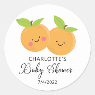 Little Cuties Twins Baby Shower Classic Round Stic Classic Round Sticker
