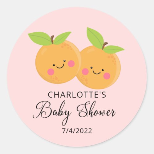Little Cuties Twins Baby Shower Classic Round Sticker