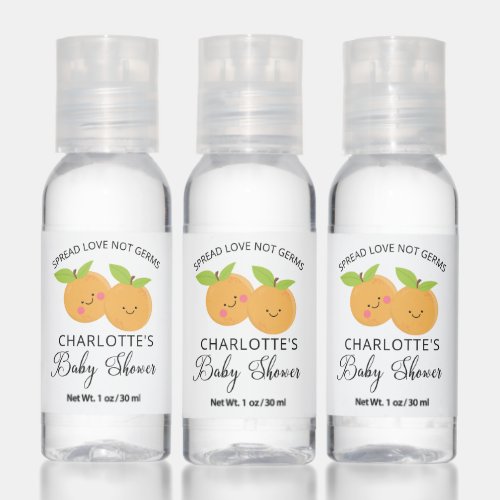 Little Cuties Twins Baby Shower Hand Sanitizer