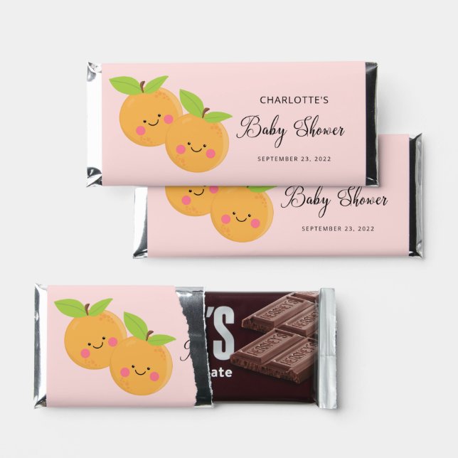 Little Cuties Twins Baby Shower  Hershey Bar Favors (Front)