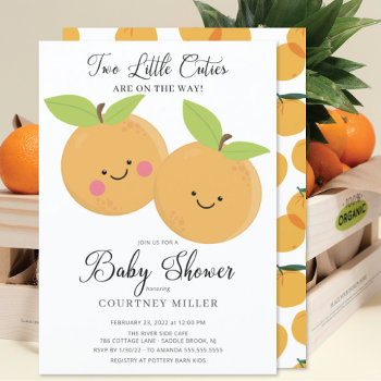 Little Cuties Twins Baby Shower Invitation by invitationstop at Zazzle