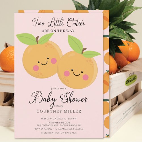 Little Cuties Twins Baby Shower Invitation