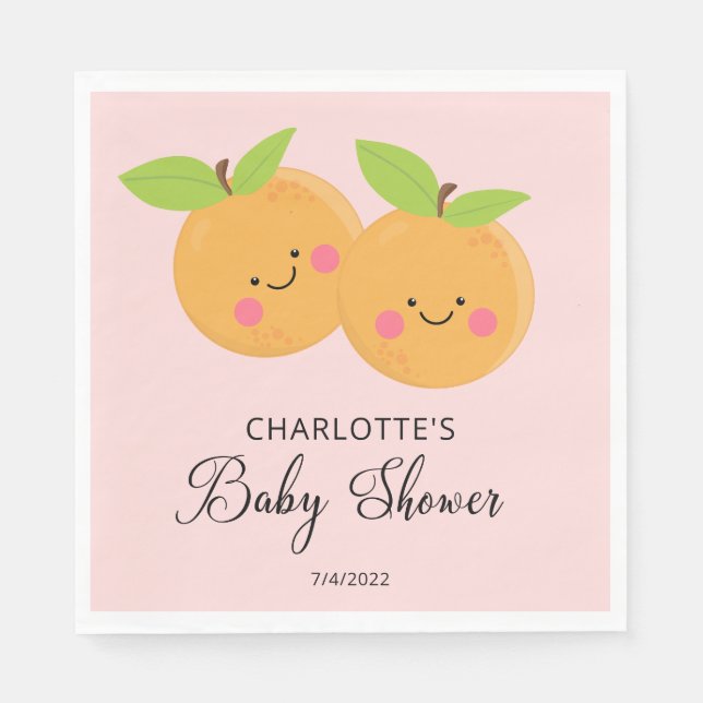 Little Cuties Twins Baby Shower Napkins (Front)