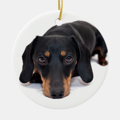 Little Dachshund Ceramic Ornament