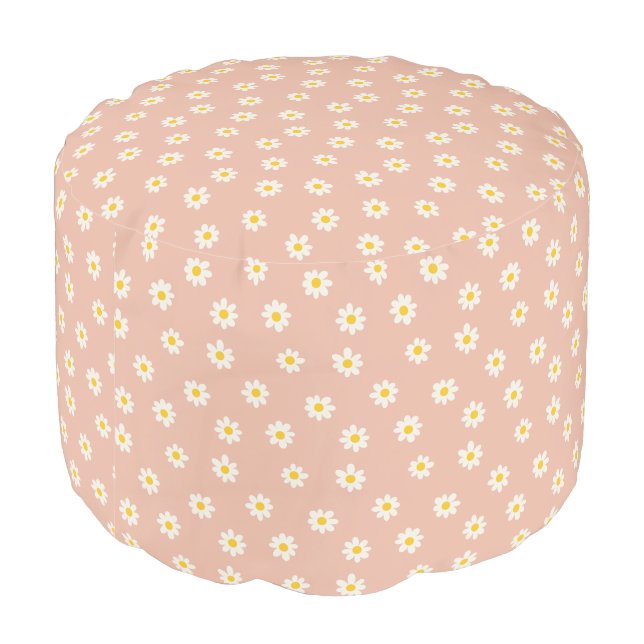 Little Daisies - dusty apricot Pouf (Angled Back)