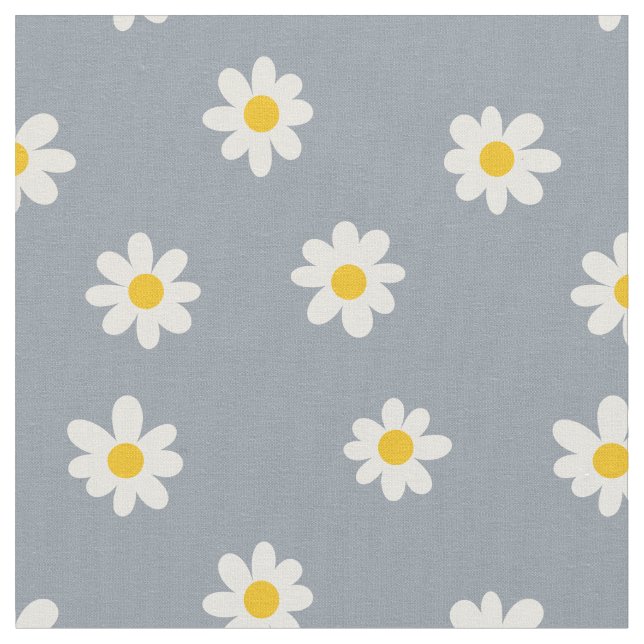 Little Daisies / dusty steel gray Fabric (Close Up)