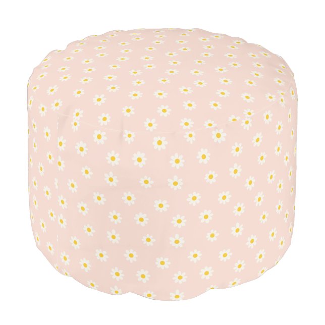 Little Daisies - soft apricot Pouf (Angled Back)