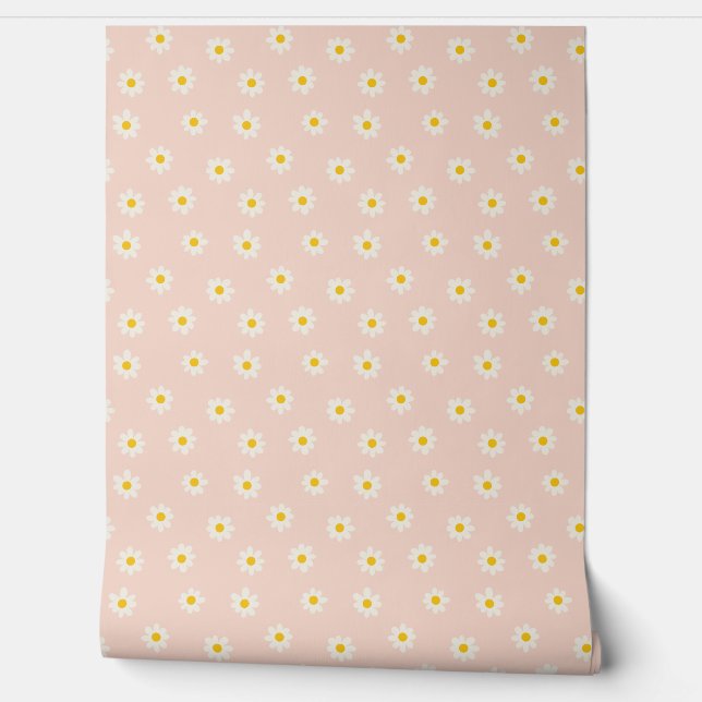 Little Daisies - soft apricot Wallpaper (Unrolling)