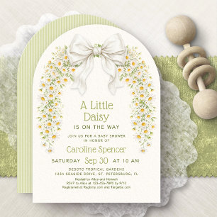 Little Daisy Bow Wildflower Baby Shower Invitation