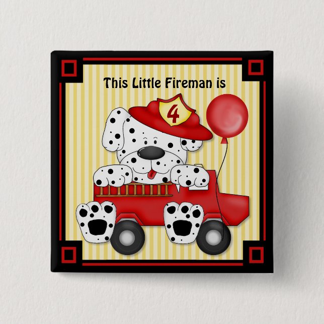 Little Dalmation Fireman - Customize Pinback Button (Front)