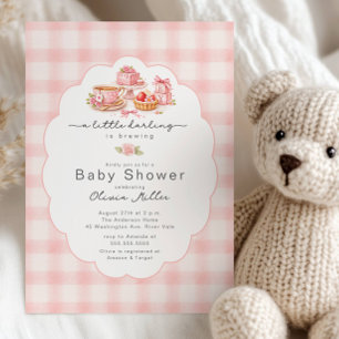 Little Darling Tea Party Baby Shower Invitation
