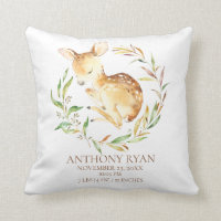 Little Deer Baby Birth Stats Pillow