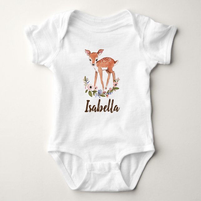 little deer baby girl personalized bodysuit (Front)