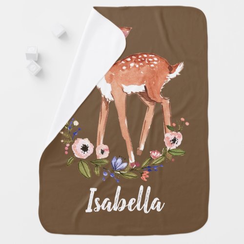 little deer baby girl personalized name blanket