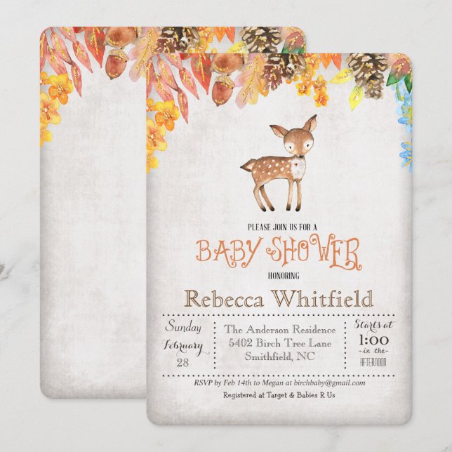 Little Deer Baby Shower Invitation (Front/Back)