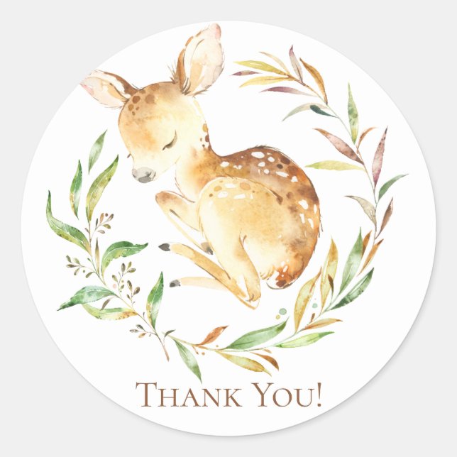 Little Deer Baby Shower Thank You Favor Sticker (Front)
