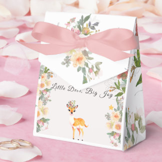 Little deer, Big Joy Pink flower Baby Shower theme Favor Boxes