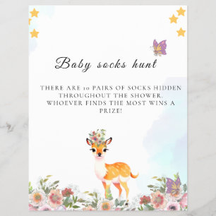 Little deer, Big Joy Pink flower Baby Shower theme Flyer