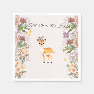 Little deer, Big Joy Pink flower Baby Shower theme Napkins