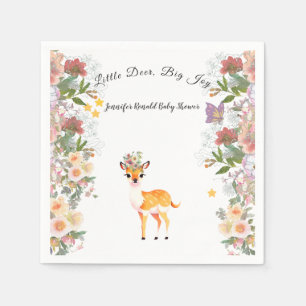 Little deer, Big Joy Pink flower Baby Shower theme Napkins