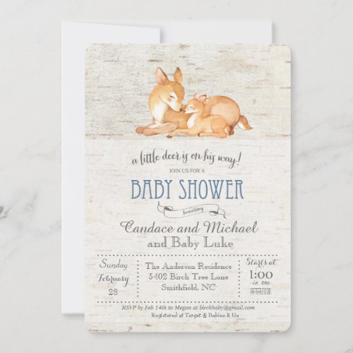 Little Deer Birch Baby Shower Invitation